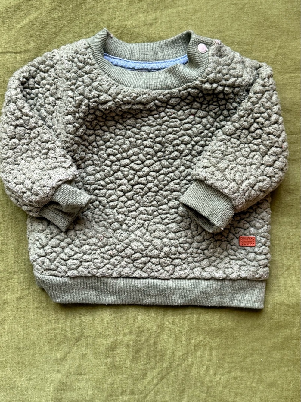 7 For All Mankind Olive Green Sherpa Sweater